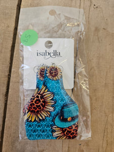 Blue sunflower cow tag