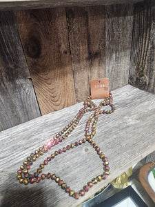 Brown and Pink Beaded Necklace