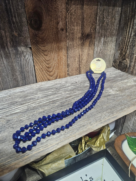 Dark Blue Beaded Necklace
