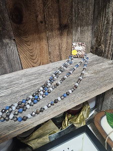 Blue White and Gray beaded necklace
