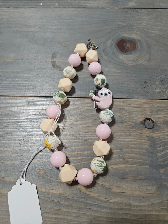 Pink Sloth Children Necklace