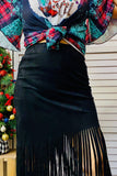 Suede Fringe Skirt